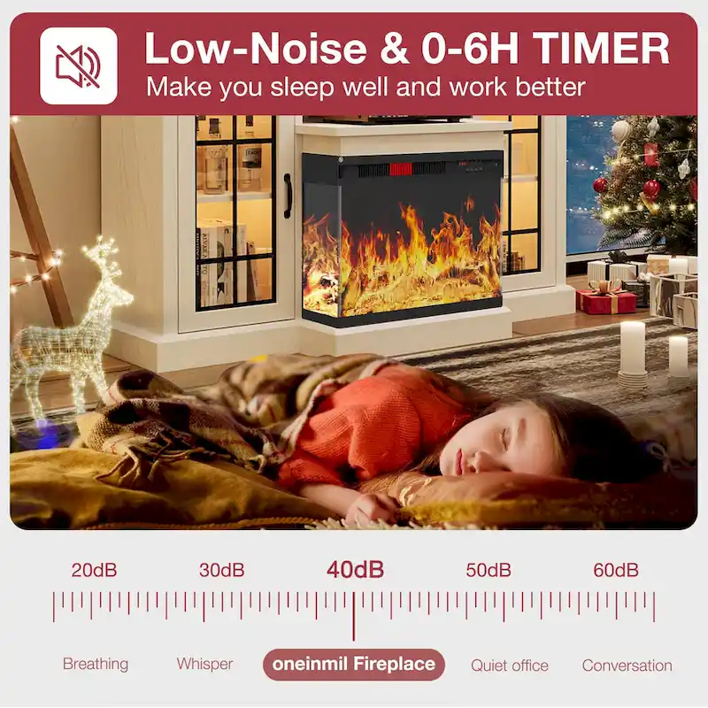 59Fireplace TV Stand with 3-Sided Glass Electric Fireplace