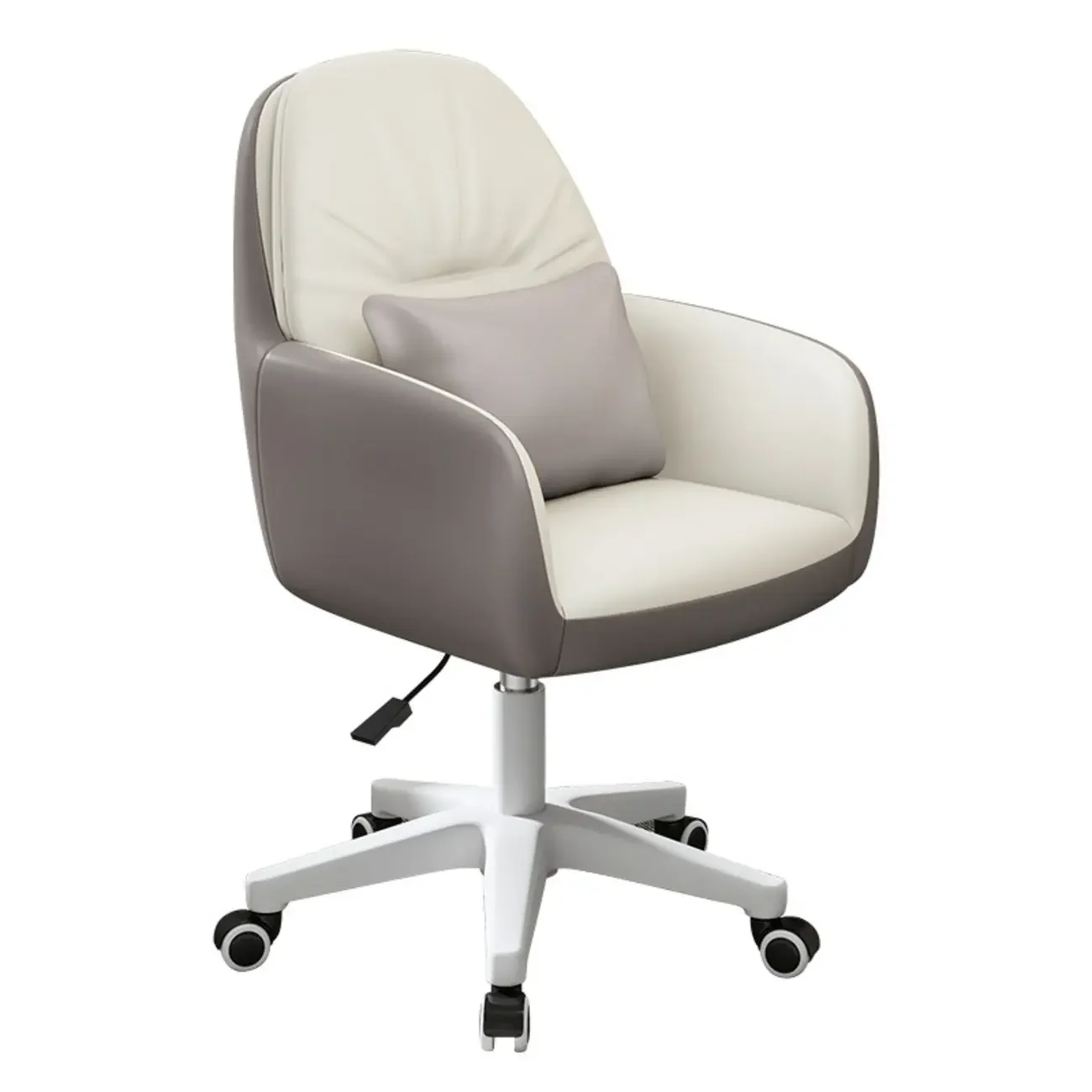 Modern White Grey Leather Swivel Office Chair