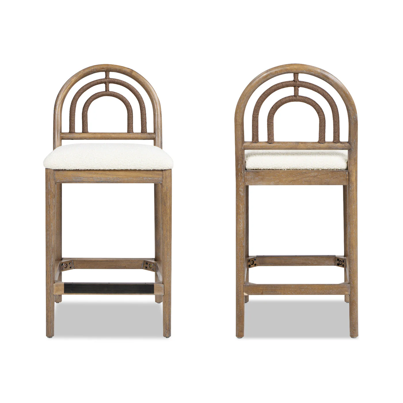 Leon 27' Arched Back Wood & Upholstered Counter Stool, Set of 2