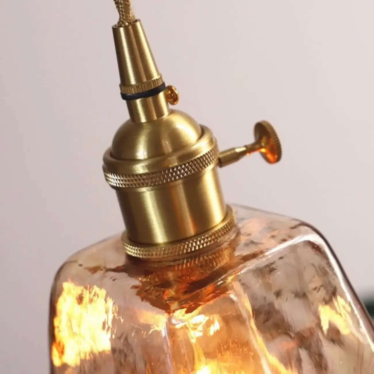 Modern Amber Glass Golden Kitchen Pendant Lighting