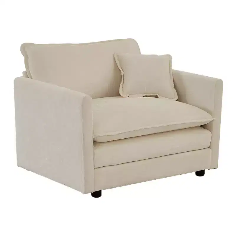 Cream Upholstered Accent Armchair, Pillow Back, Seats 1