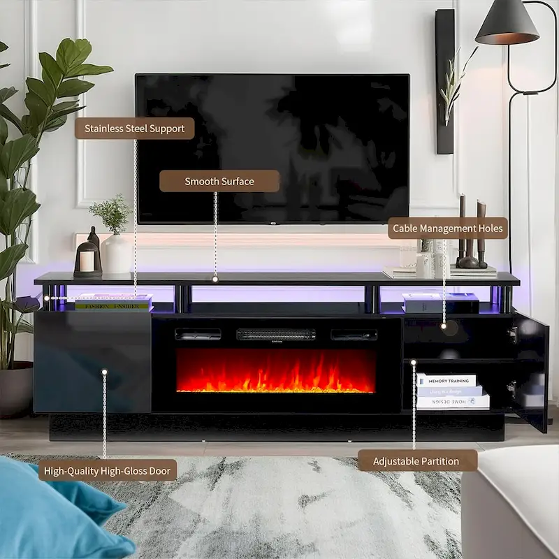 70 Fireplace TV Stand with 36 Electric Fireplace