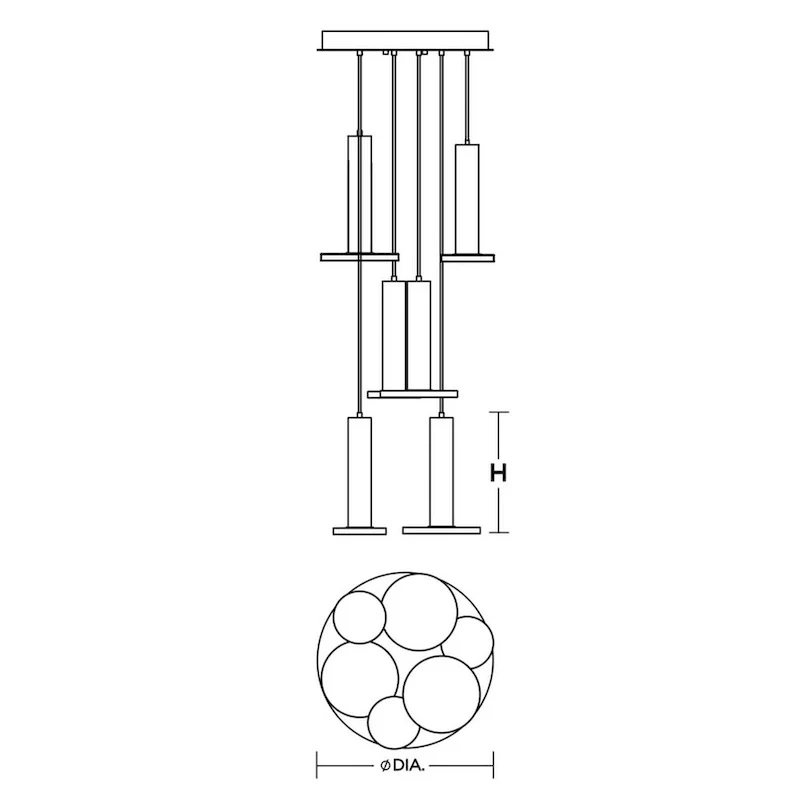 Luna Mixed Hextuple LED Pendant 120V