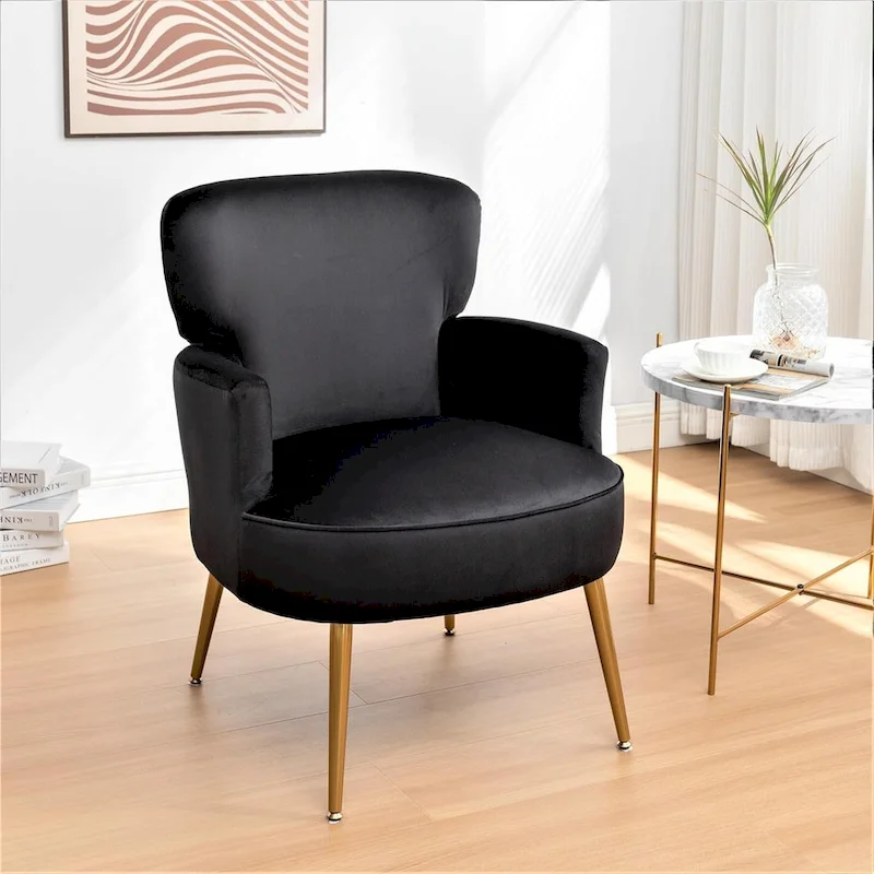 US Pride Furniture Trendy Velvet Accent Chair with Gold Metal Legs Upholstered Armchair