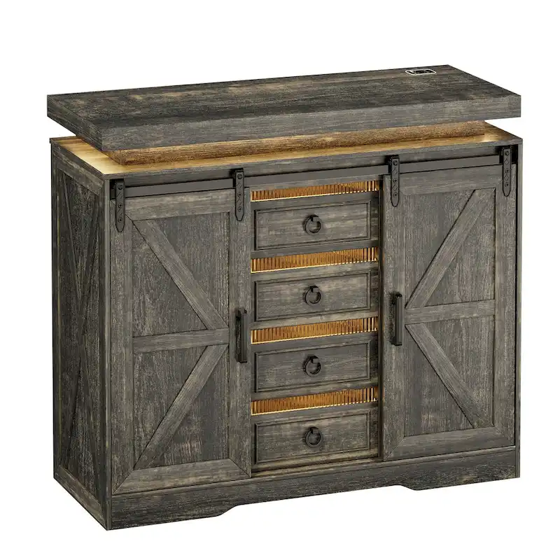 5 Drawer Accent Cabinet With Led Light - N/A