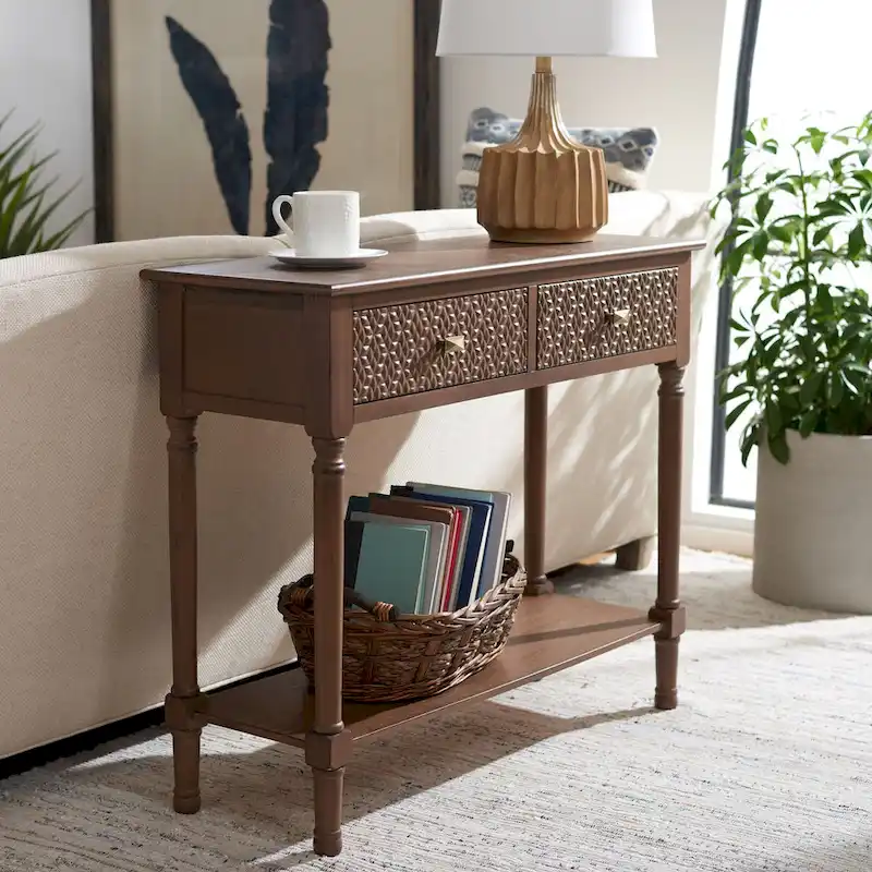 SAFAVIEH Salina 2-Drawer Console Table - 35.5 W x 13 L x 29.5 H - 36Wx13Dx30H