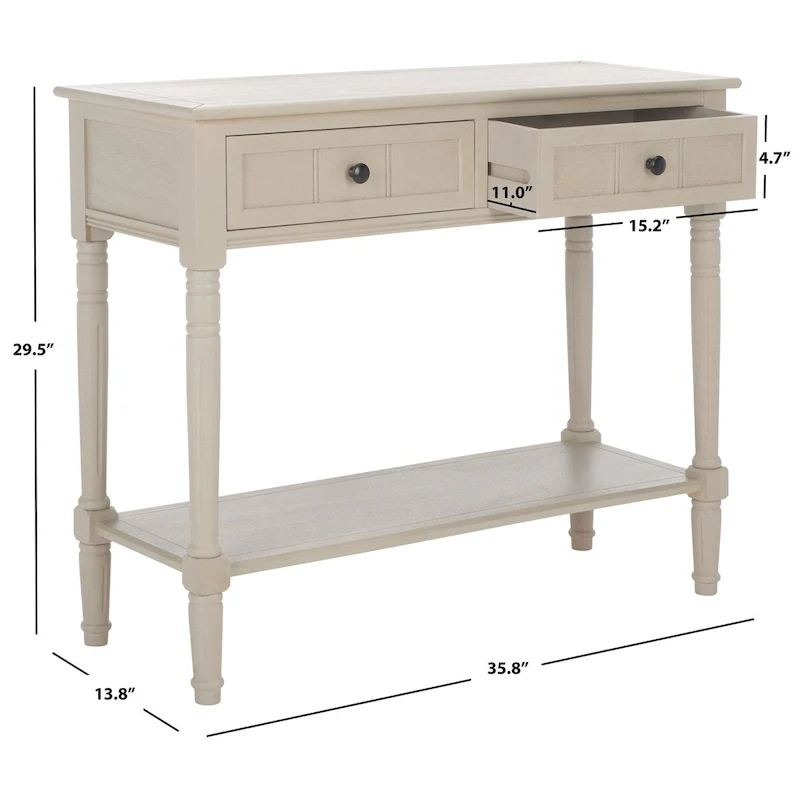 Grey 2-Drawer Console Table - 35.8 x 13.8 x 29.5 - 36Wx14Dx30H