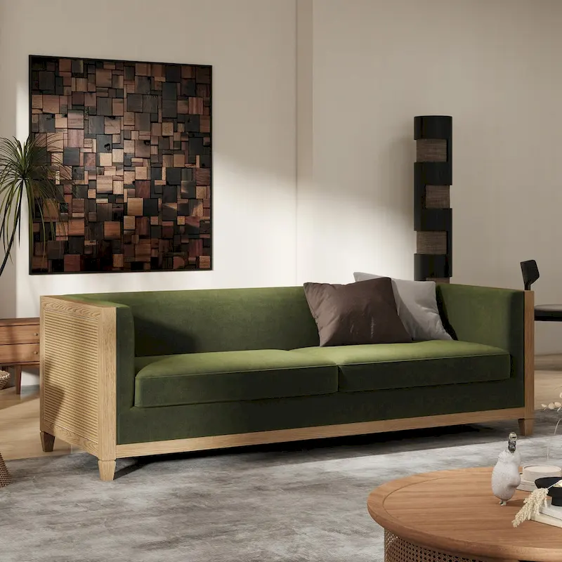 Georgia 81 Oak Wood & Rattan Sofa