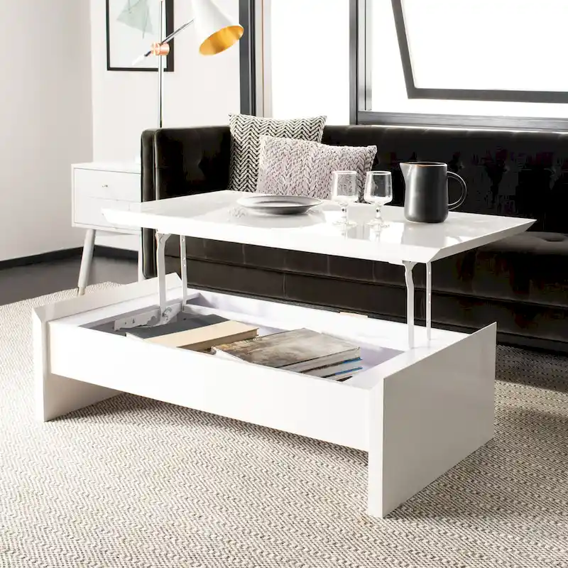 SAFAVIEH Bobbye White Lift-Top Coffee Table - 47.2 x 23.6 x 13.4 - 47Wx24Dx13H