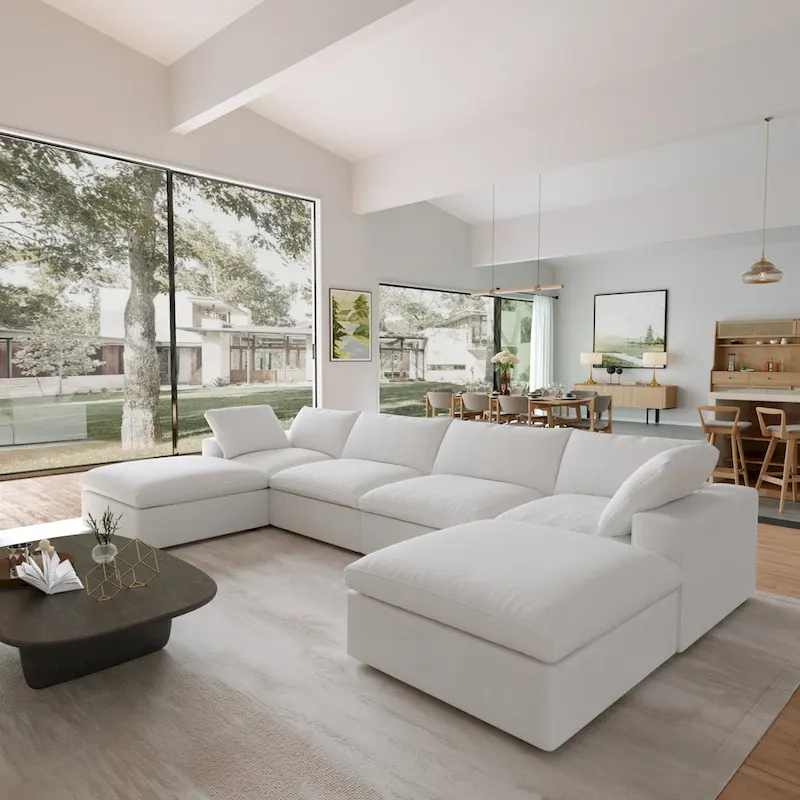 156 Convertible Modular Sectional Sofa Couch, Modern U Shape Minimalism Sofas Couches with Pillows