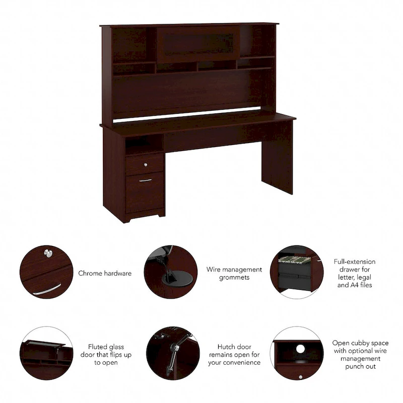 72W Computer Desk with Hutch and Drawers by Bush Furniture
