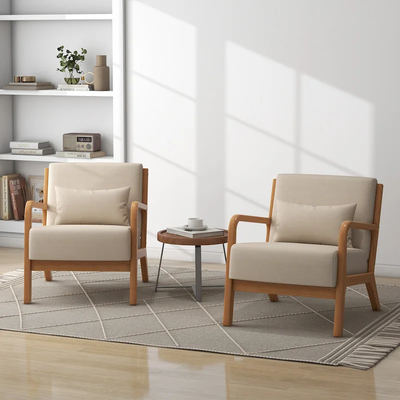 Upholstered Armchair Accent Chairs with Pillows Set of 2