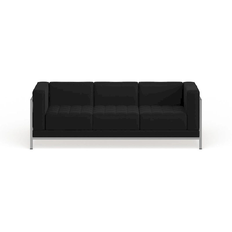 LeatherSoft Modular Sofa with Quilted Tufted Seat and Encasing Frame - 79W x 28.75D x 27.25H