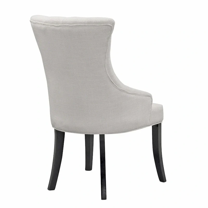 Set of 2 Alei Beige Fabric Dining Chair Wing Chair with Tufted Buttons