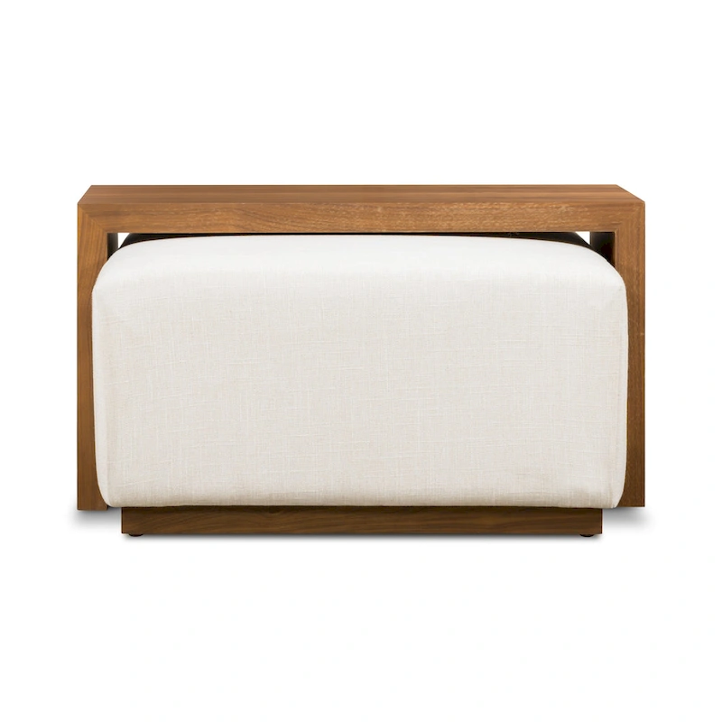 Poly & Bark Jarmo Ottoman with Adjustable Walnut Table - Full Grain Genuine Italian Leather