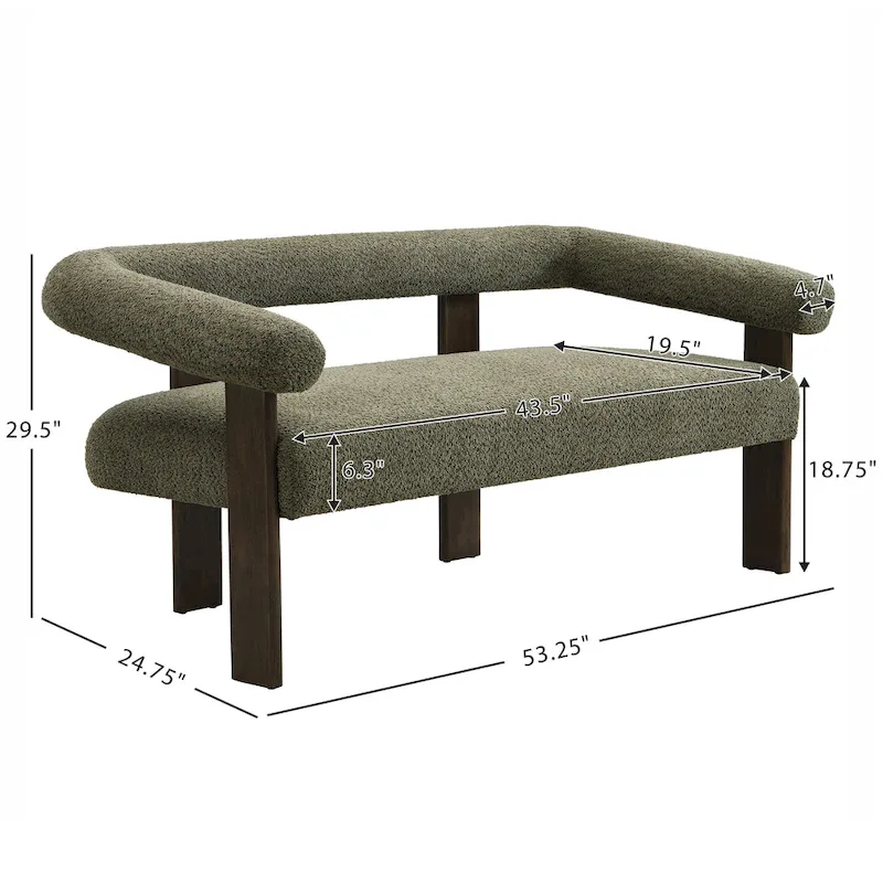 Loft Round armrest loveseat Rubber Wood
