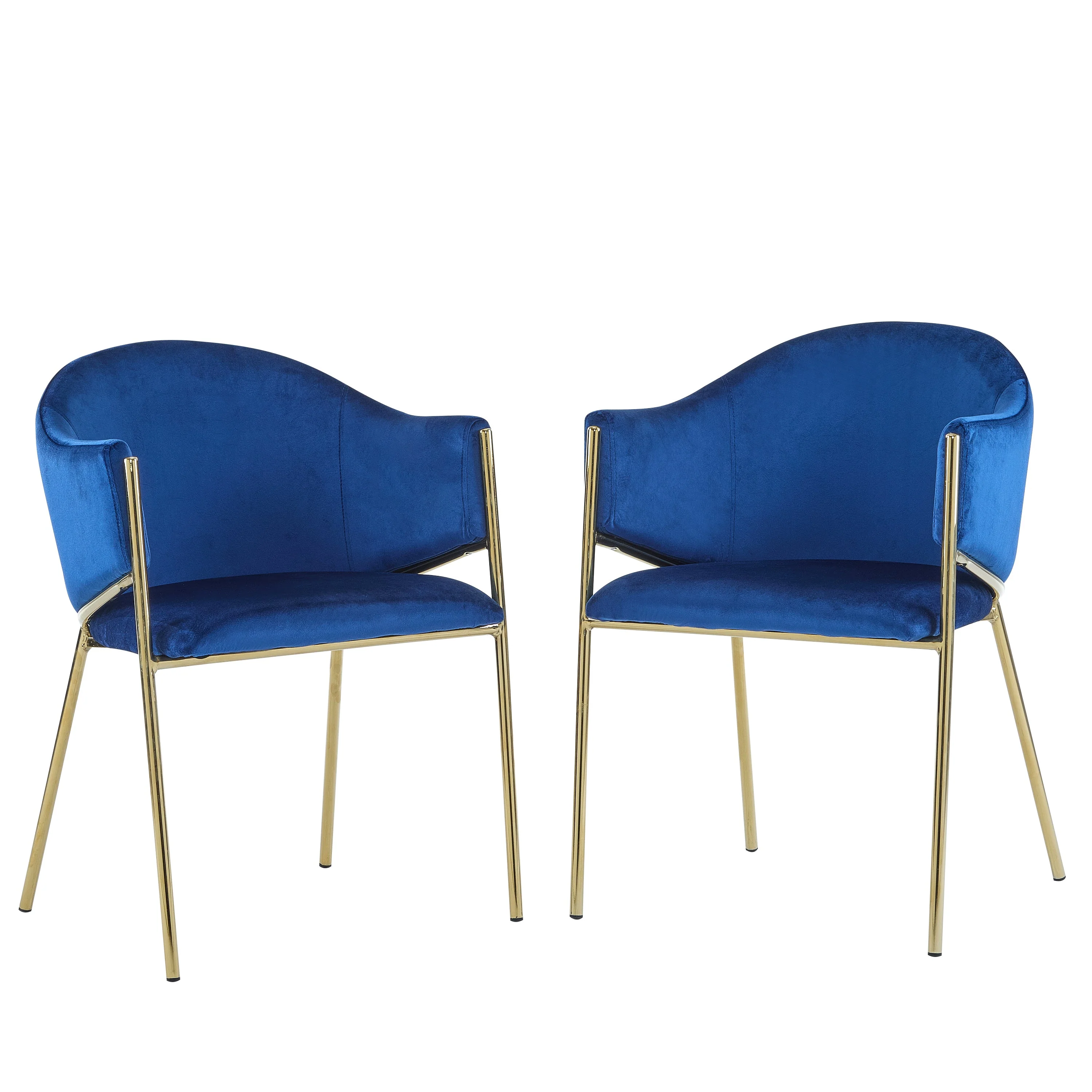 Velvet Dining Chairs with Gold Metal Frame, Set of 2