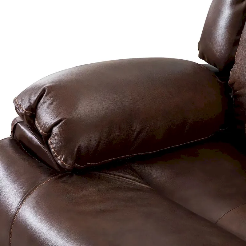 Genuine Leather Mid-century Modern Style Manual Recliners Sofa Set