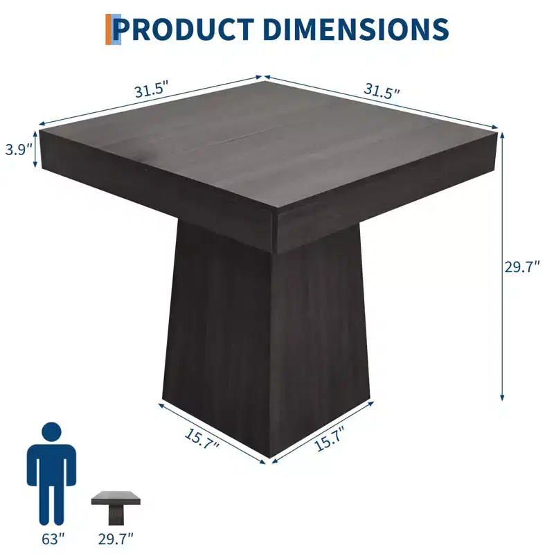 COZONY 31.5 Square Dining Table for 4, Small Kitchen Table with Sturdy Pedestal Base, Farmhouse Dining Table