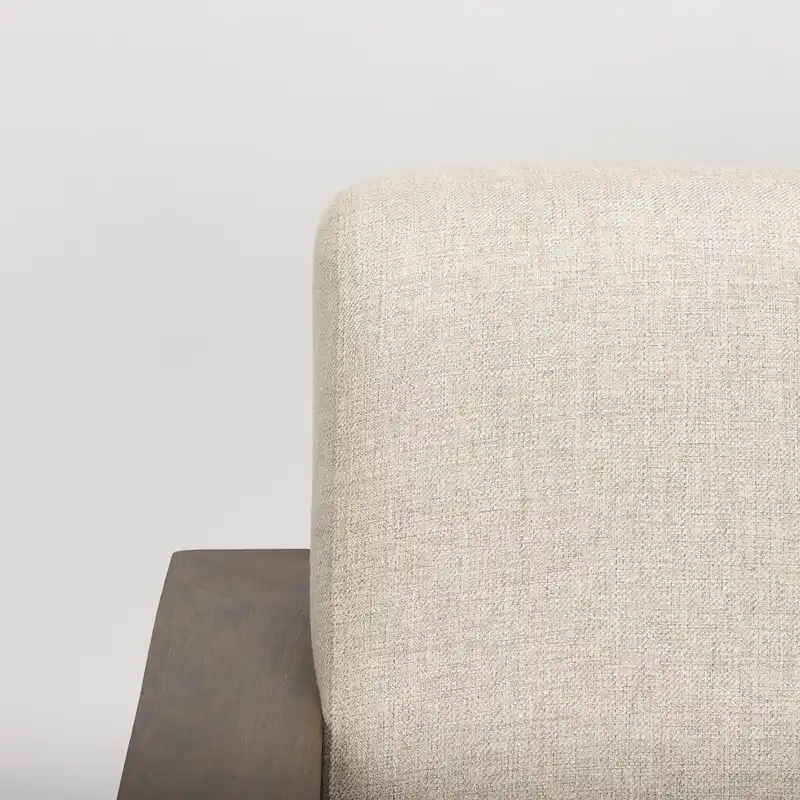 Sovereign Beige Fabric w/ Dark Brown Solid Wood Frame Accent Chair