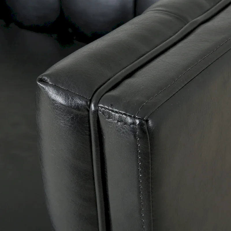 Pondway Faux Leather Tufted 3 Seater Sofa by Christopher Knight Home