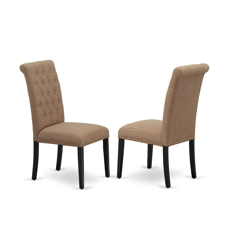 East West Furniture 11 Piece Dining Set- a Dining Table and 10 Light Sable Linen Fabric Chairs(Finish Options)