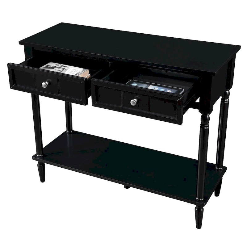 Convenience Concepts French Country 2 Drawer Hall Table with Shelf