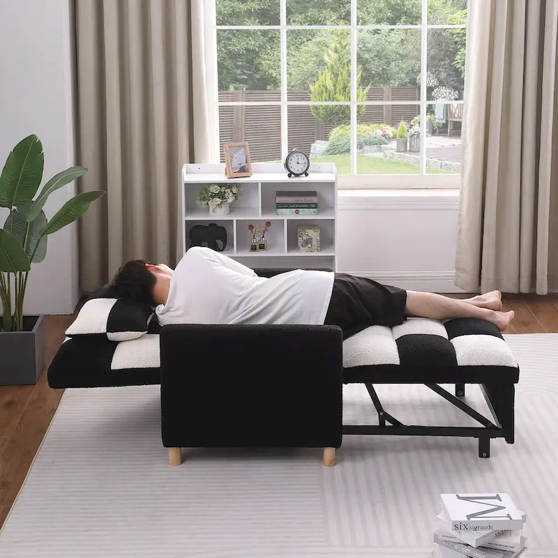 Convertible Sleeper Sofa Chair Bed, Adjustable Chair with Pillow, Multi-Functional Sleeper Chair