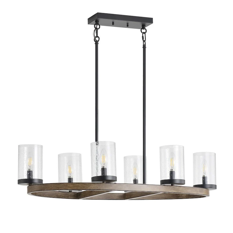 6-Lights Creative Modern Glass Shape Round Dimmable Chandelier - 35.8 D10.2 W72 H (Adjustable)