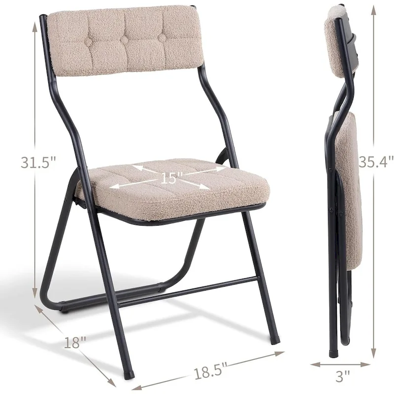 Velvet Upholstered Steel Tufted Folding Dining Chairs(set of 4)