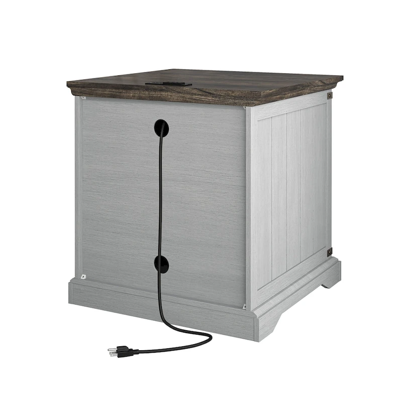 Farmhouse End Table with Charging Station - 25 in Height