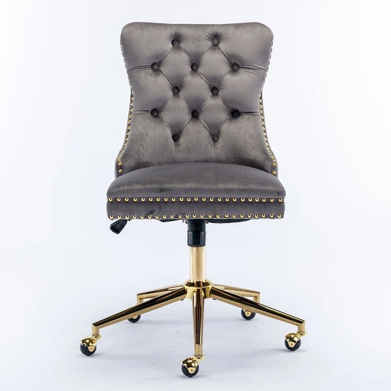 Office Chair with Wheels, Adjustable Height, Velvet Upholstered Tufted Button Computer Desk Chair Swivel