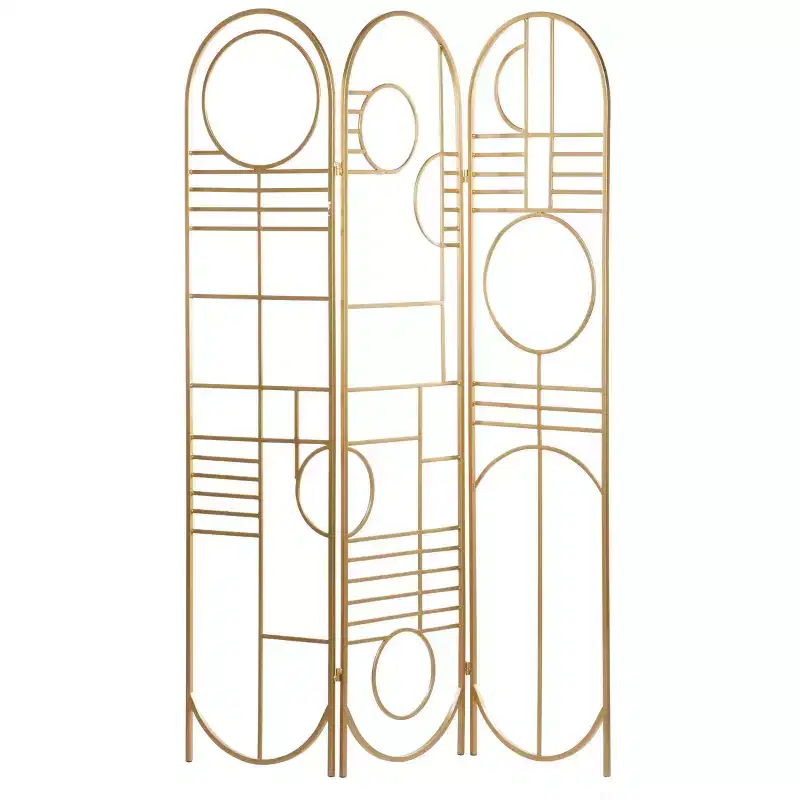 Modern Metal Room Divider Screen Gold - Olivia & May: Iron Frame, No Assembly, 3-Panel Design
