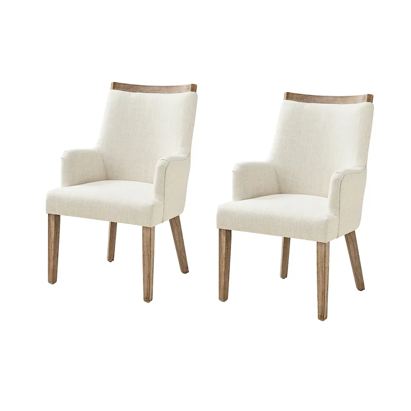 Farmhouse Upholstered Solid Wood Dining Chair Set of 2