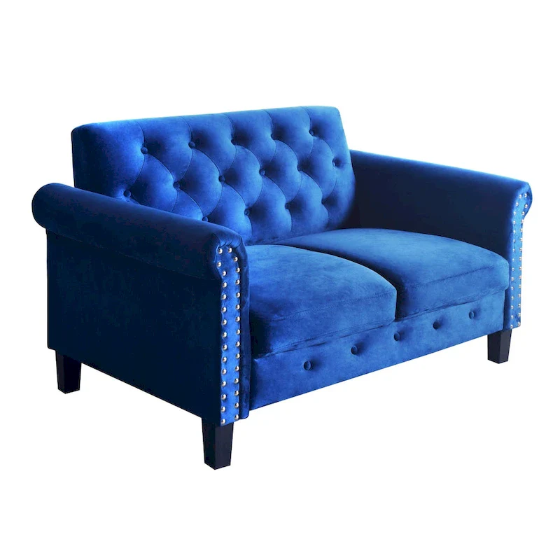 Casper Velvet Rolled Arm Loveseat / Sofa