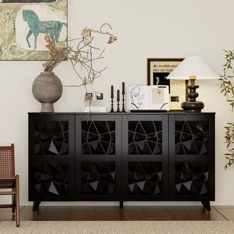 Famapy 4 - Door Diamond - Patterned Surface Dresser for Living Room Storage