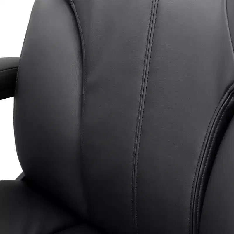 High Back Faux Leather Office Chair with Adjustable Height, Black, 1-Person