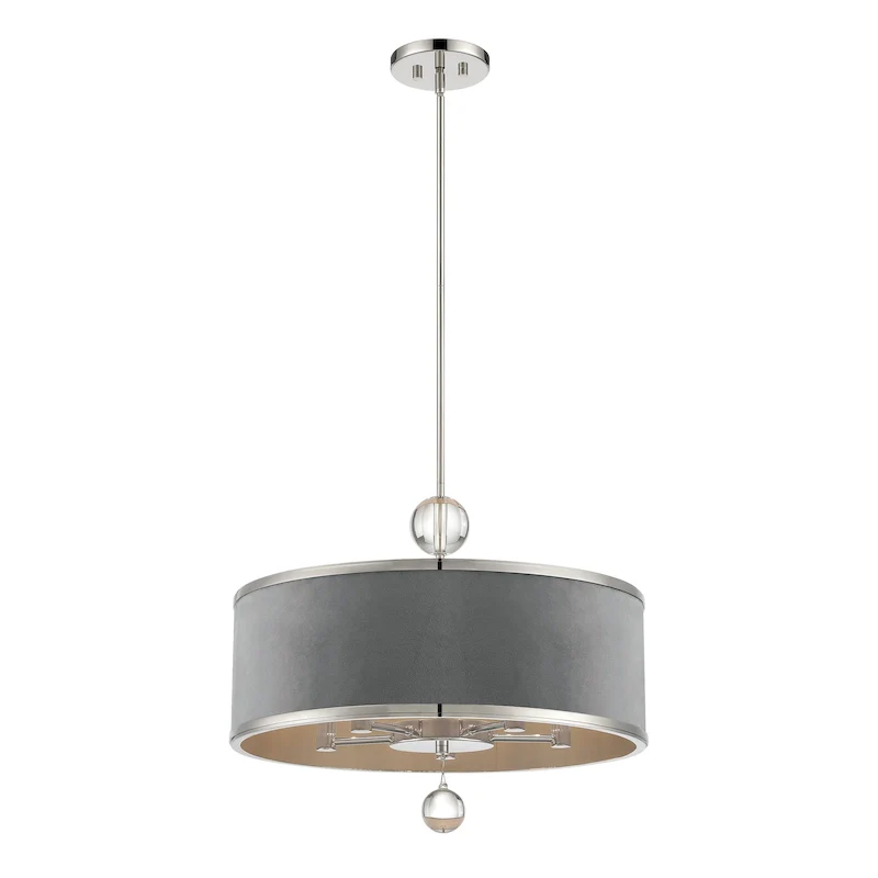 Metropolitan Luxour Polished Nickel And Clear Glass 5 Light Semi Flush
