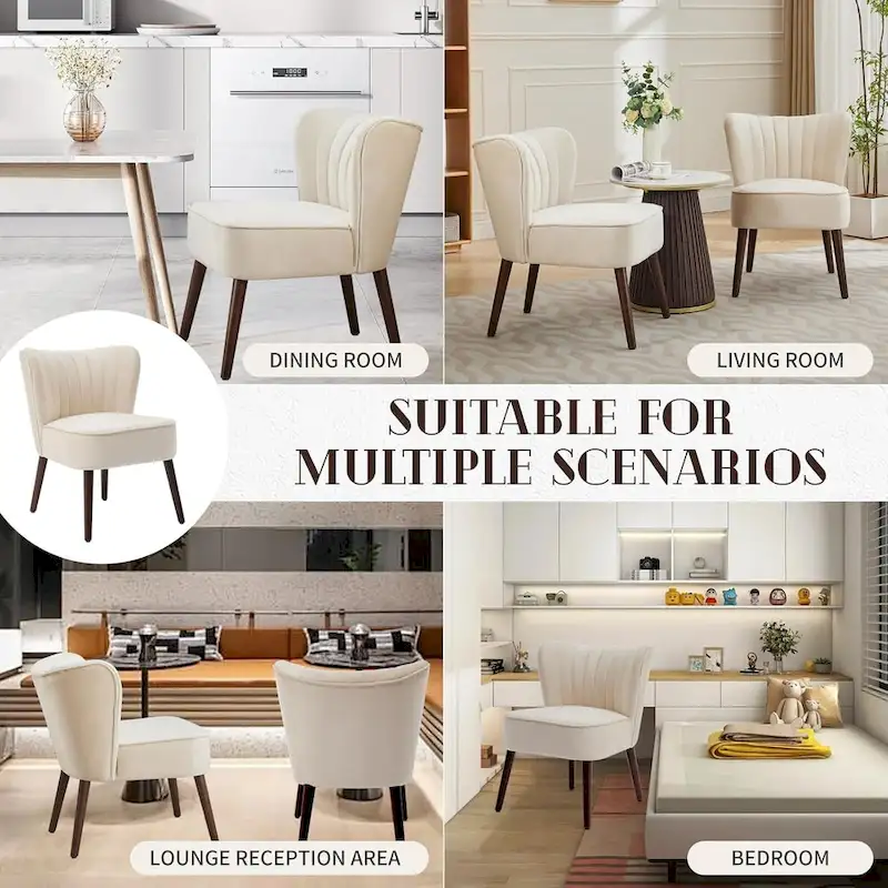 Modern Velvet Accent Chair, Soft Upholstered Living Room Chair with Wooden Legs