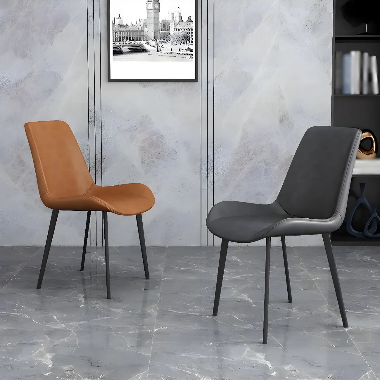 Sloped Armless Leather Upholstered Parsons Dining Chair