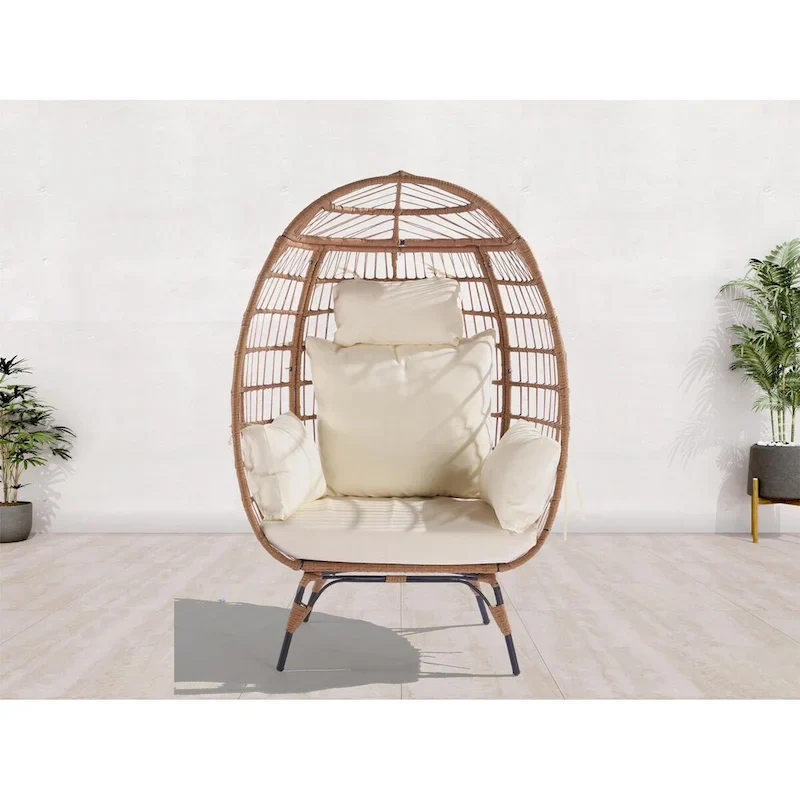 Steel Frame Wicker Egg Chair Max 440lb Capacity