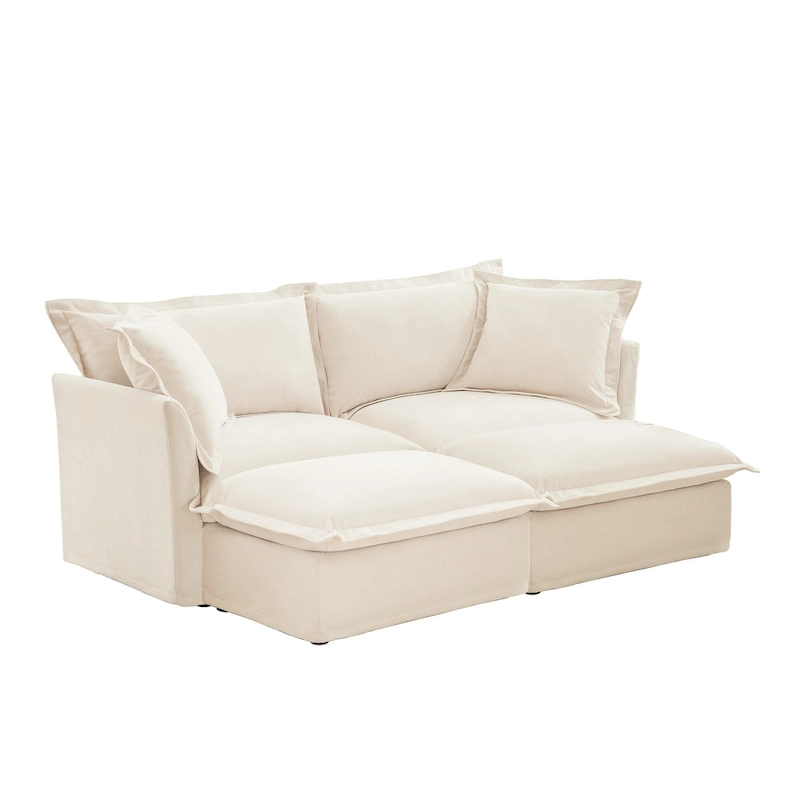 83.4  Chenille 2-Seater Sectional Sofa with Ottomans