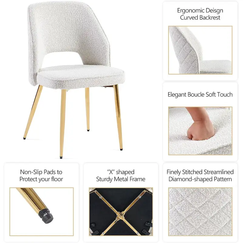 Howtai Upholstered Home Chair Hollow-Back Set of 4