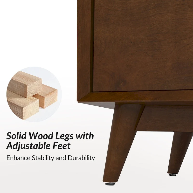 Raffaele Mid-century 6-Drawer Dresser with Solid Wood Legs by HULALA HOME