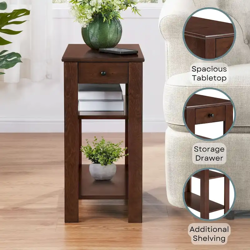 Single-Drawer Sofa Side Table with Shelf