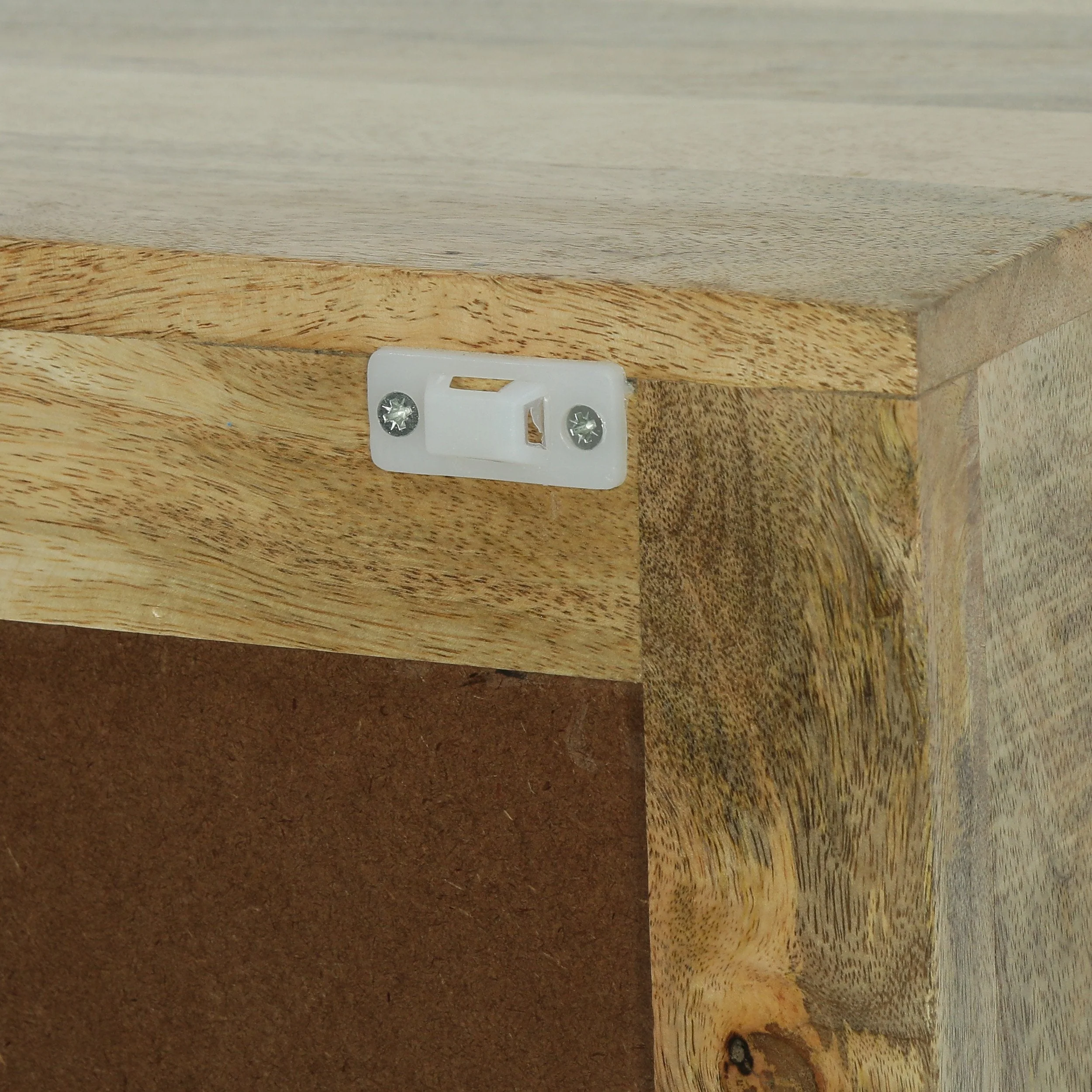 Boho Handcrafted Mango Wood 3 Drawer Sideboard, Natural and Walnut - NH658413