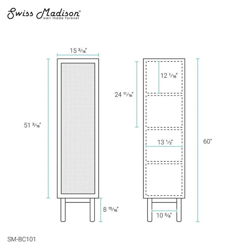 Classe 15 W x 60 H x 15 D Linen Cabinet in Oak