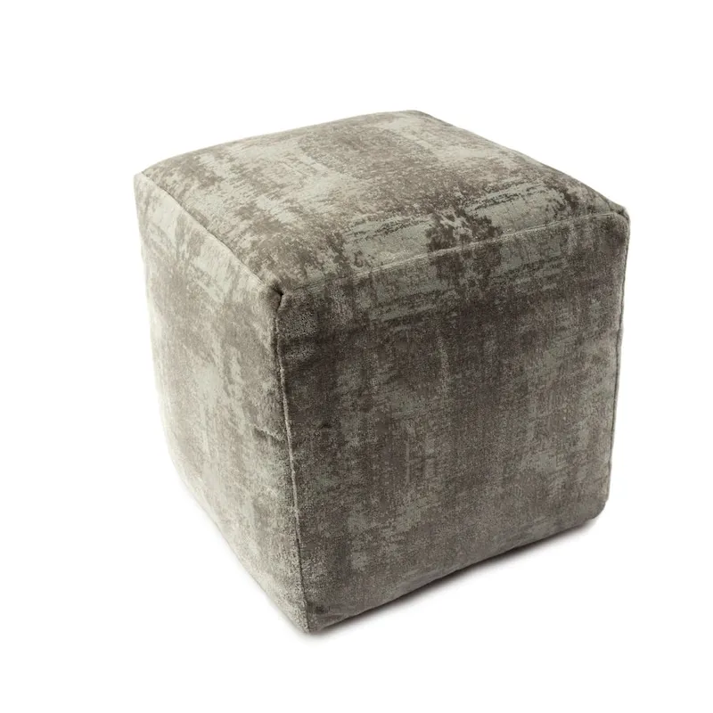 HomeRoots 18  Gray Abstract Pouf Ottoman