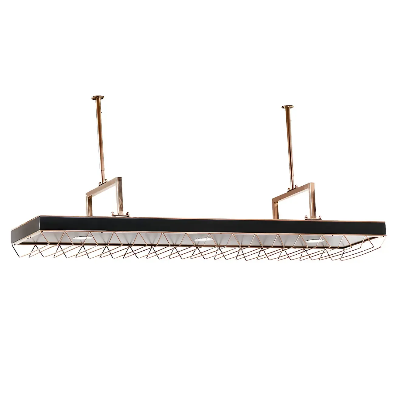 Elegant Black Hanging Wine Rack with Glass Holder