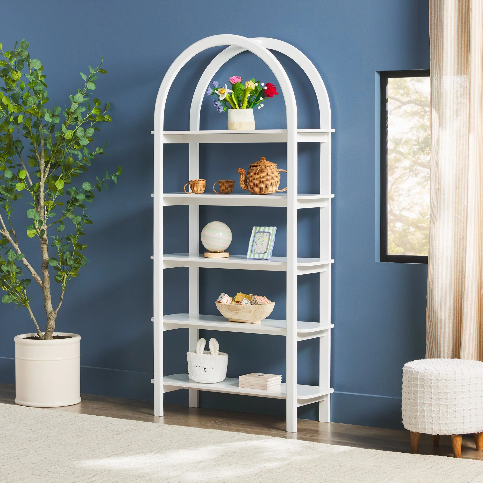 Zoey Modern Arched Wood Storage Bookcase